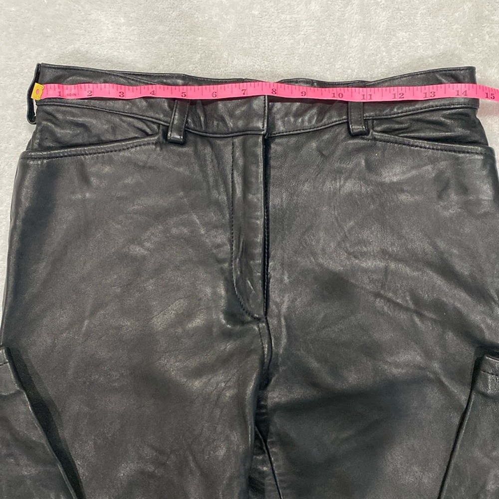 DKNY Zipper and Belt Pocket Leather Straight Leg With Open Slits On both Sides